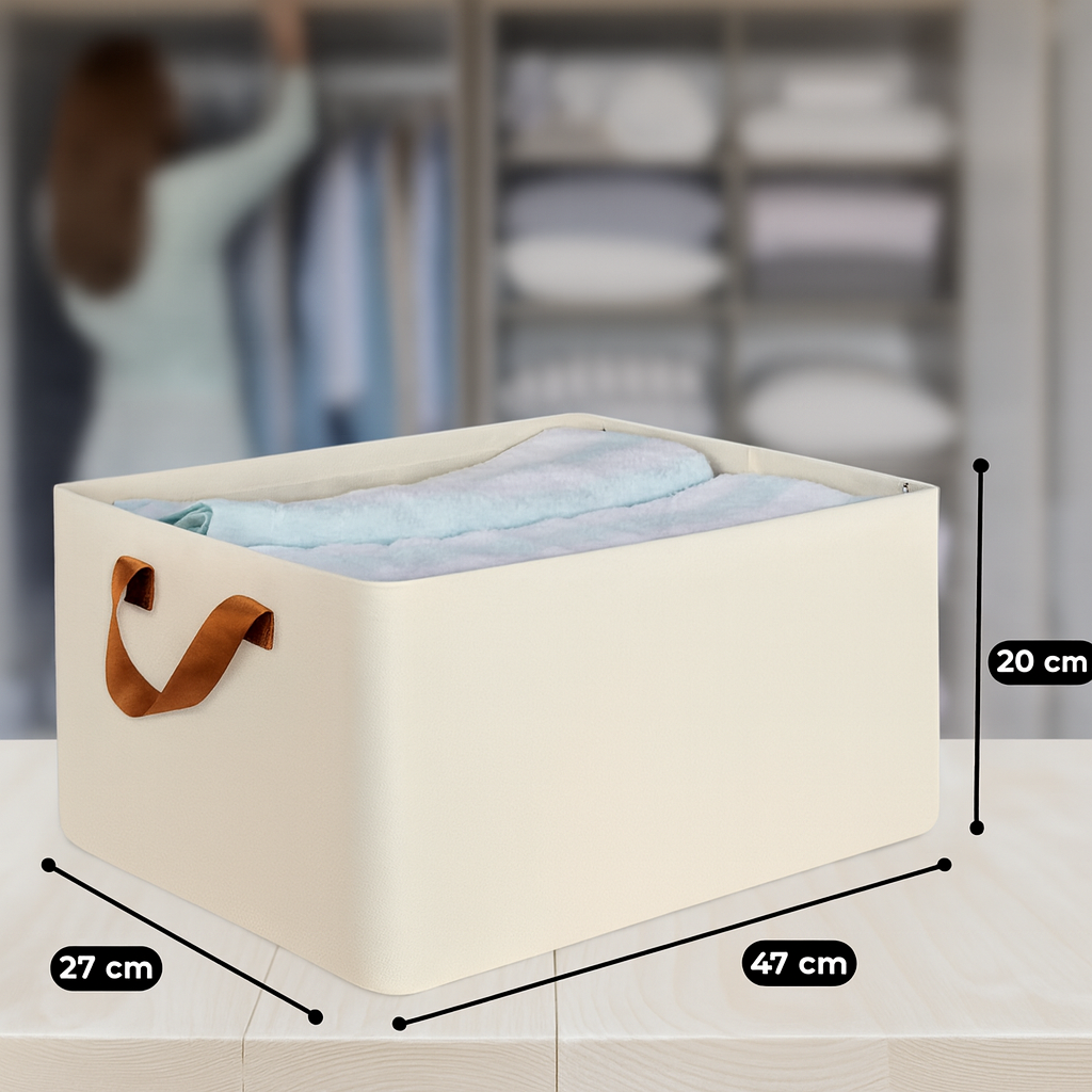 Grosyhub Foldable White Wardrobe Organizer With Durable Handle
