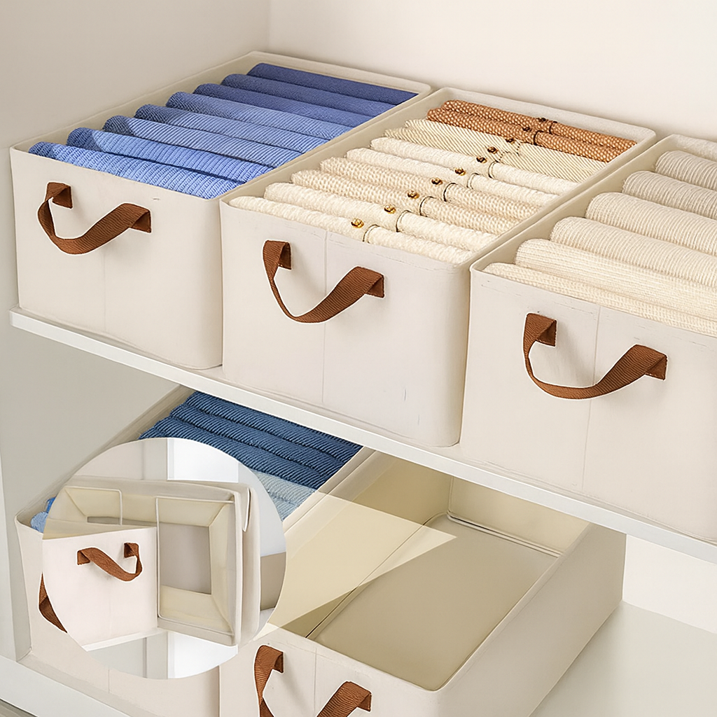 Grosyhub Foldable White Wardrobe Organizer With Durable Handle