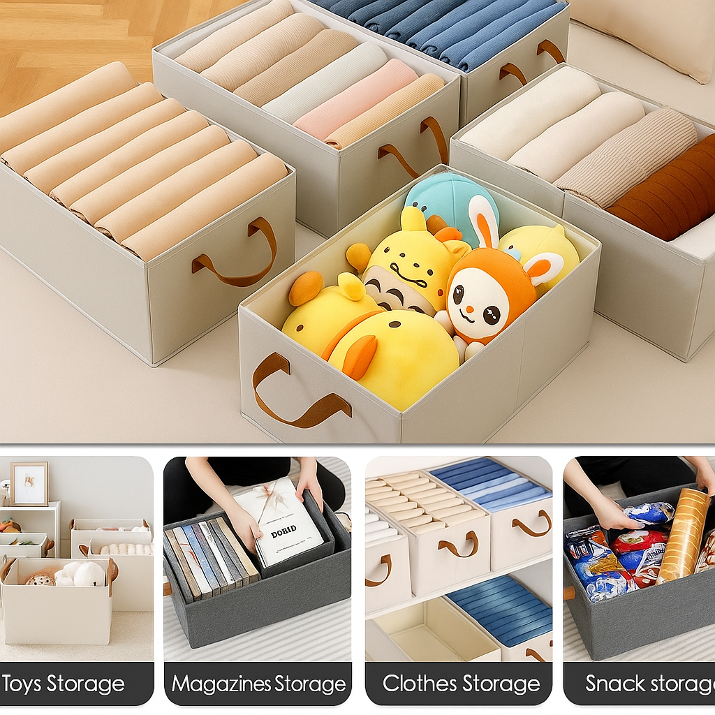 Grosyhub Foldable White Wardrobe Organizer With Durable Handle