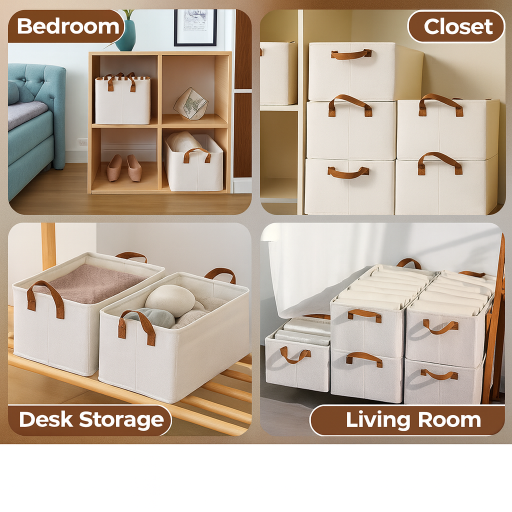 Grosyhub Foldable White Wardrobe Organizer With Durable Handle