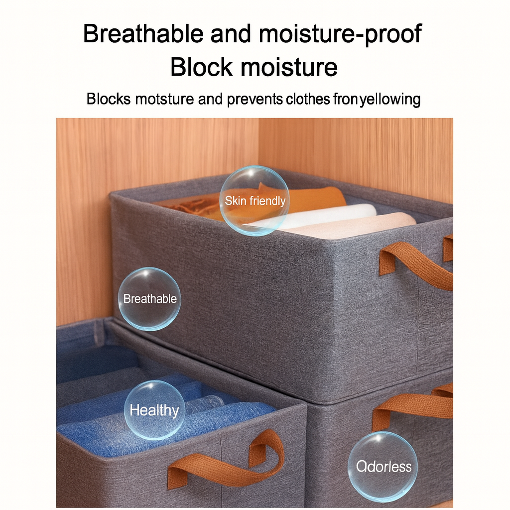 Grosyhub Foldable Navy-Blue Wardrobe Organizer With Durable Handle