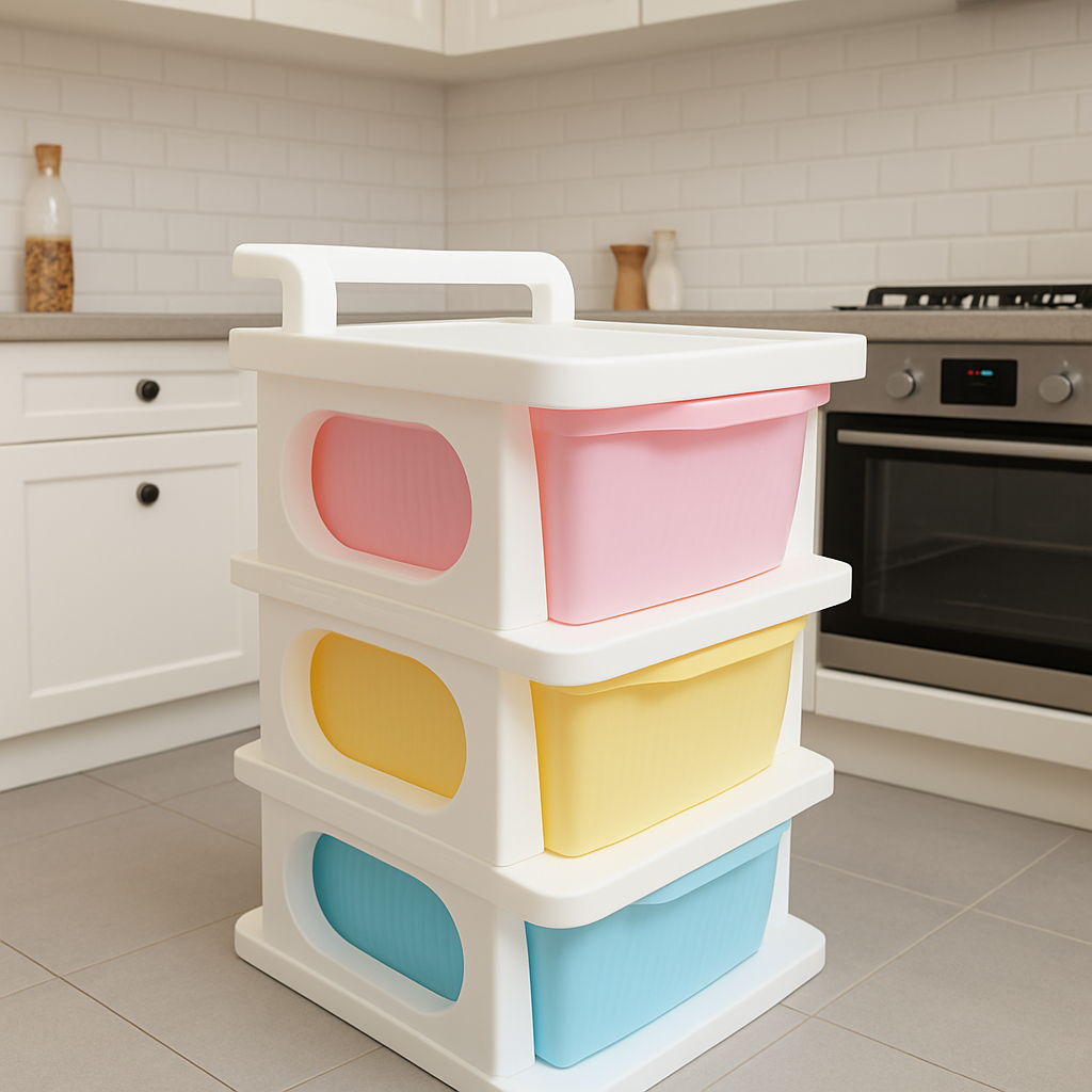 Grosyhub Multipurpose 3-Layer Smart Modular Drawer with Wheels