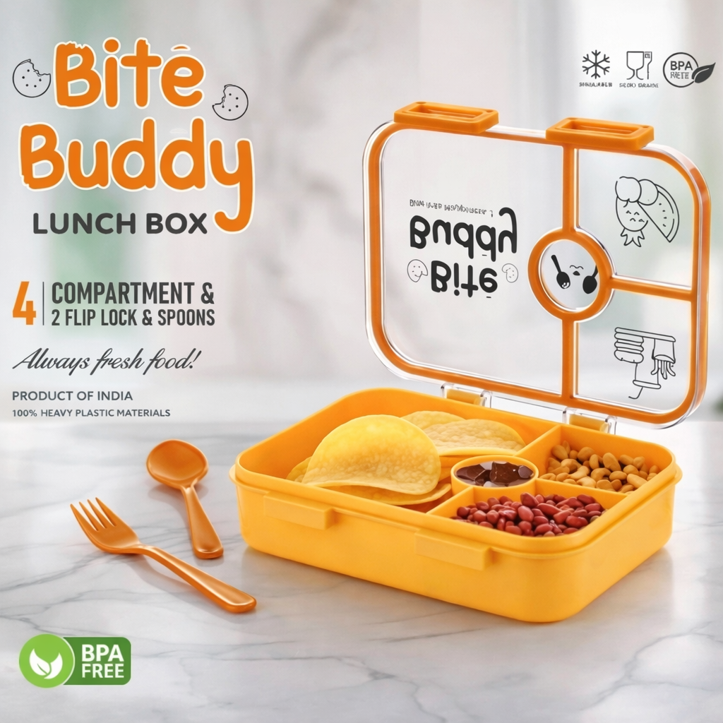 Grosyhub Bite Buddy: The Ultimate Flavor-Guard 4-Compartment Bento