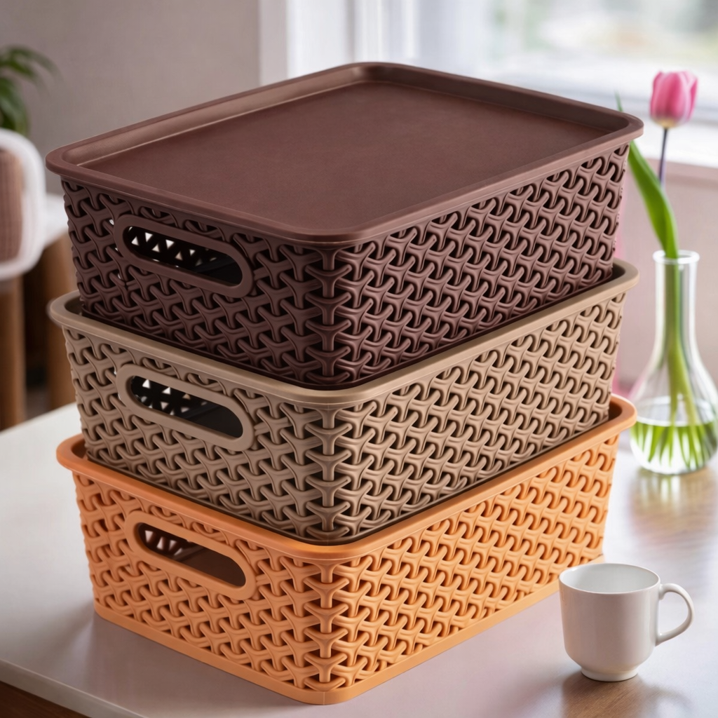 Grosyhub Premium Home & Office Storage Baskets – 3-Pack Utility Set