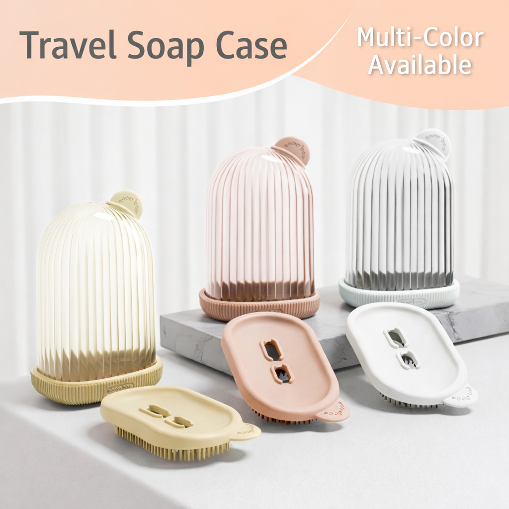 Grosyhub 2-in-1 Travel Soap Case & Silicone Scrub Brush