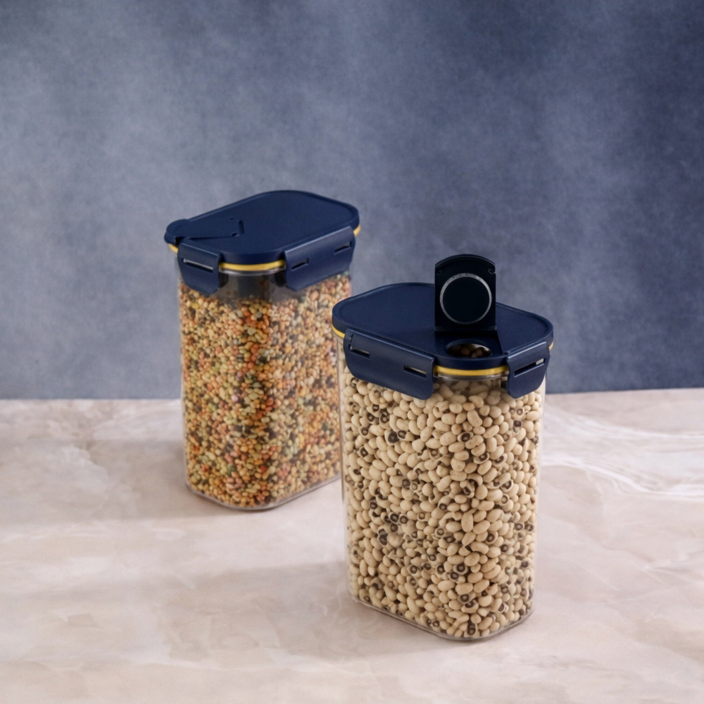 Grosyhub Flip-Lock Airtight Container Set – 750ml & 1100ml Pantry Storage