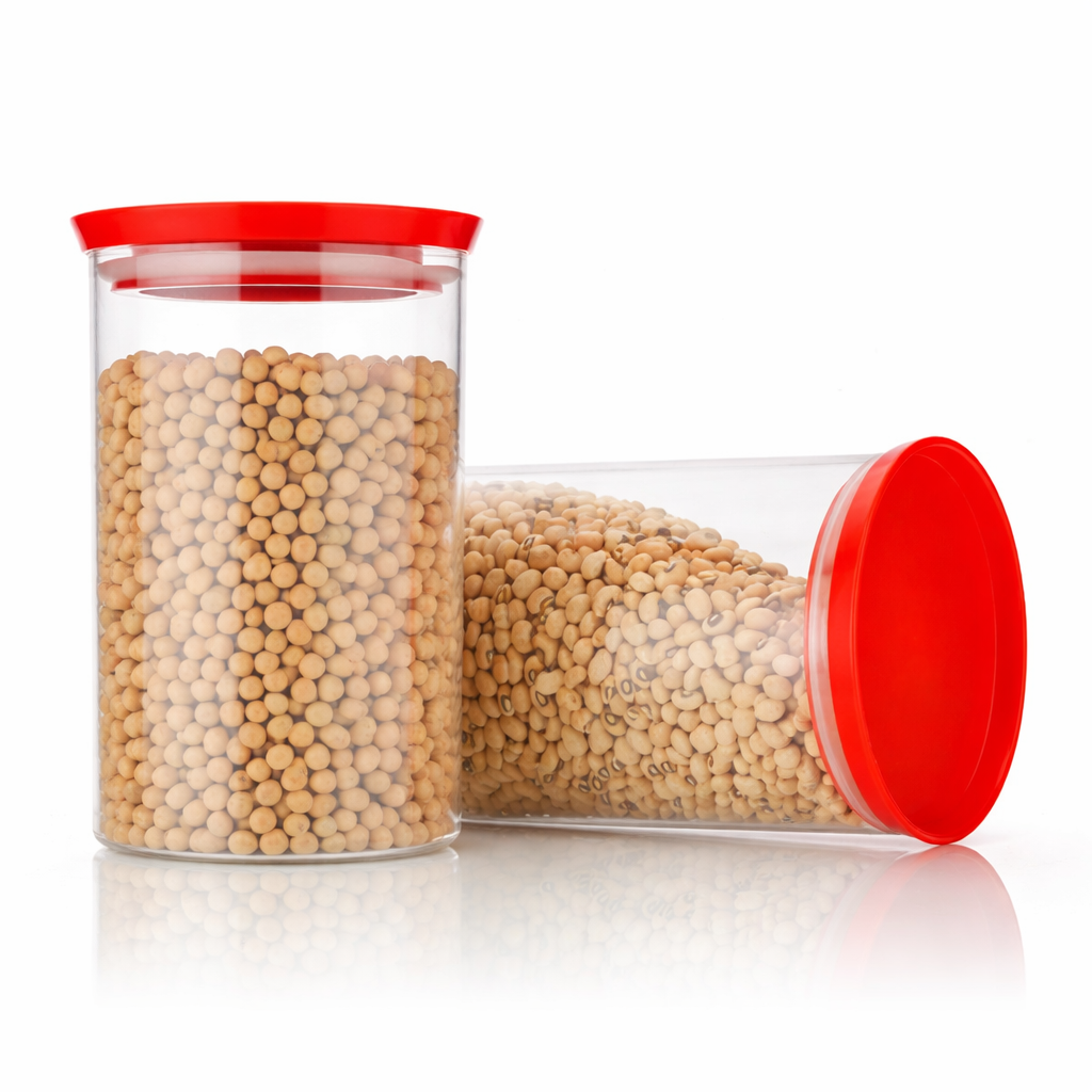 Grosyhub Excellent Airtight Kitchen Canister – Clear Multi-Grain Storage Jar 2 Set 900ml