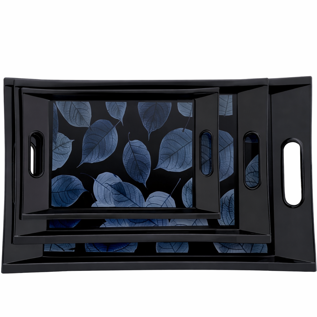 Grosyhub Gloster Designer Serving Trays – 3-Piece Floral Print Utility Set