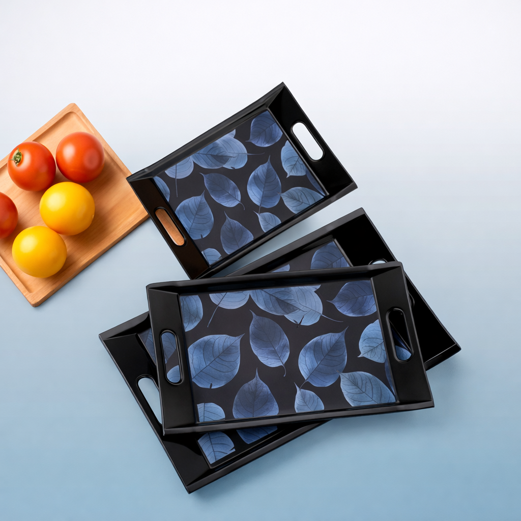 Grosyhub Gloster Designer Serving Trays – 3-Piece Floral Print Utility Set