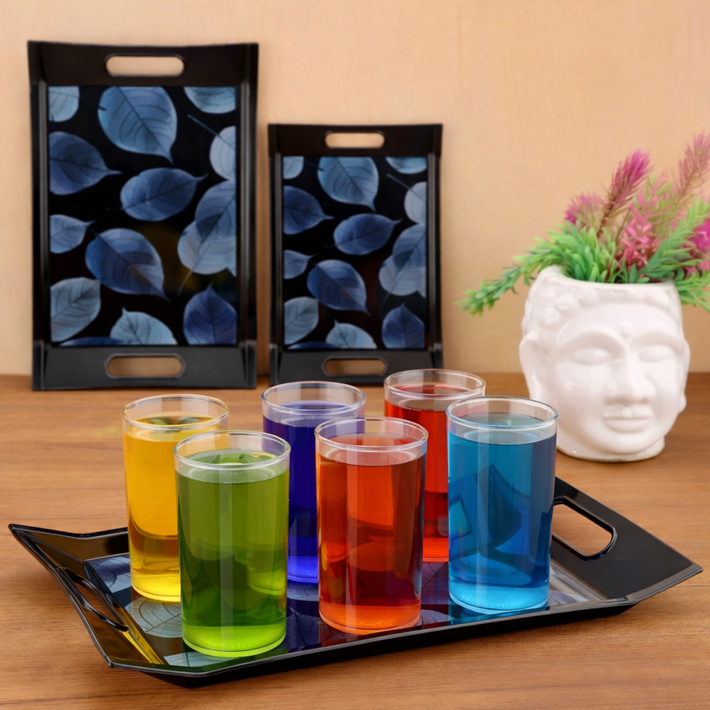 Grosyhub Gloster Designer Serving Trays – 3-Piece Floral Print Utility Set