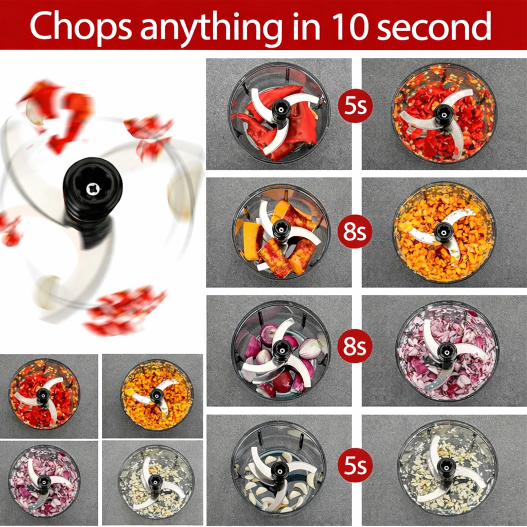 Grosyhub 1000ml Square Regular Turbo Push Chopper