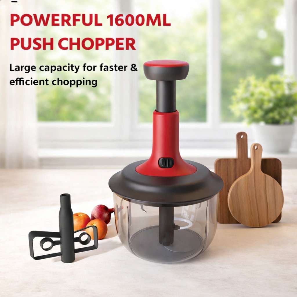 Grosyhub Max-Capacity 1600ml XL Square Push Chopper