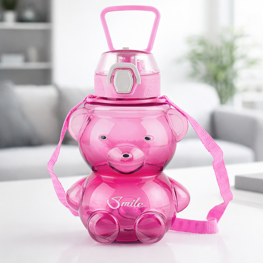 Grosyhub Pink Teddy Bear Kids' Water Bottle