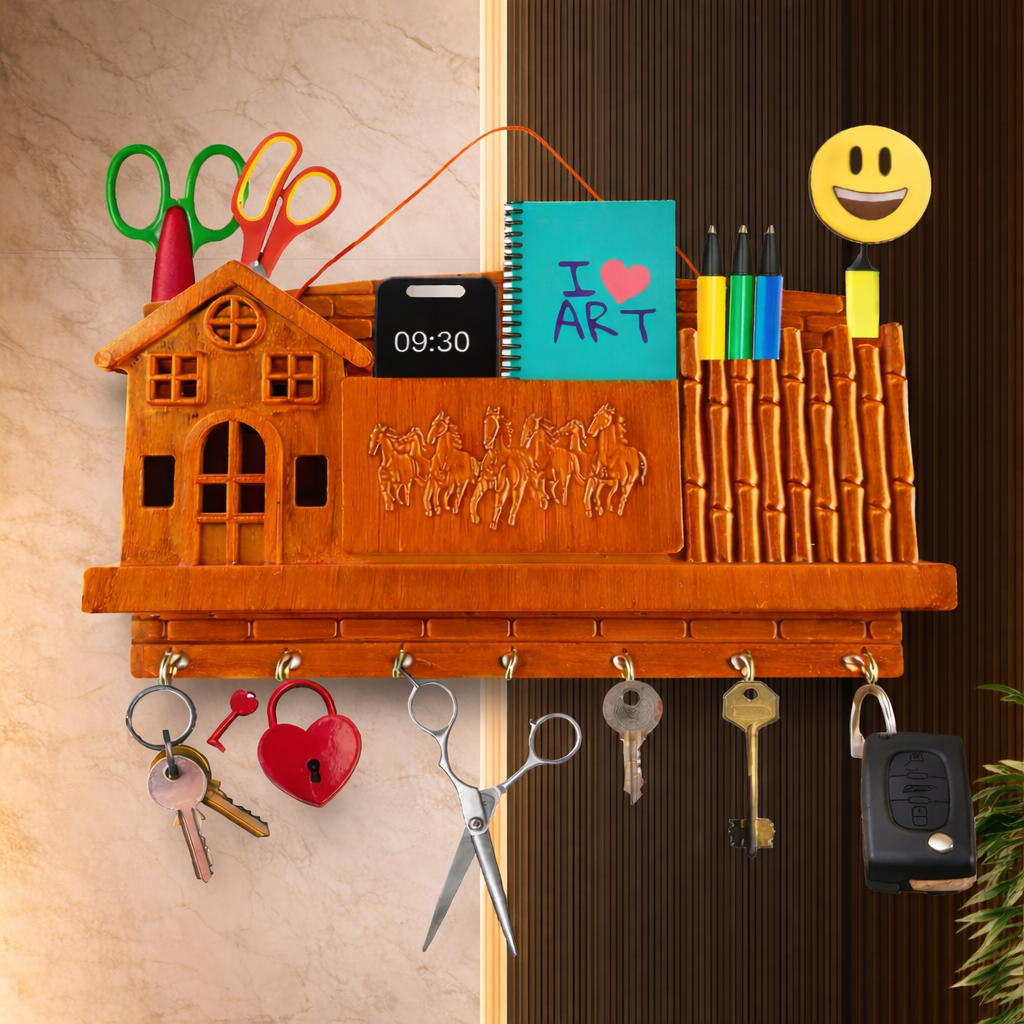 Grosyhub Chetak 7-Horse Village Hut Key Holder