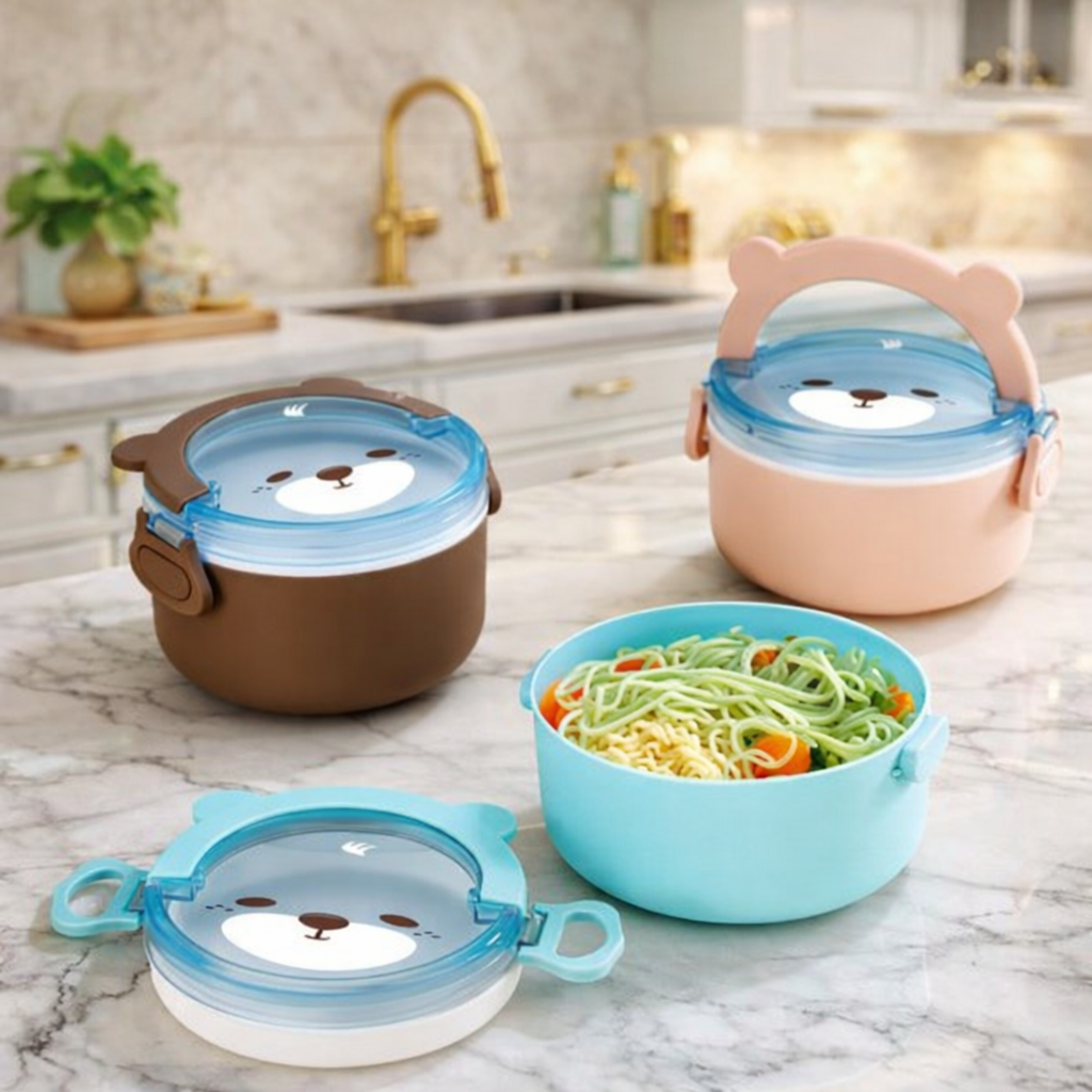 Grosyhub Taddy Bear-Themed Insulated Multi-Layer Lunch Box