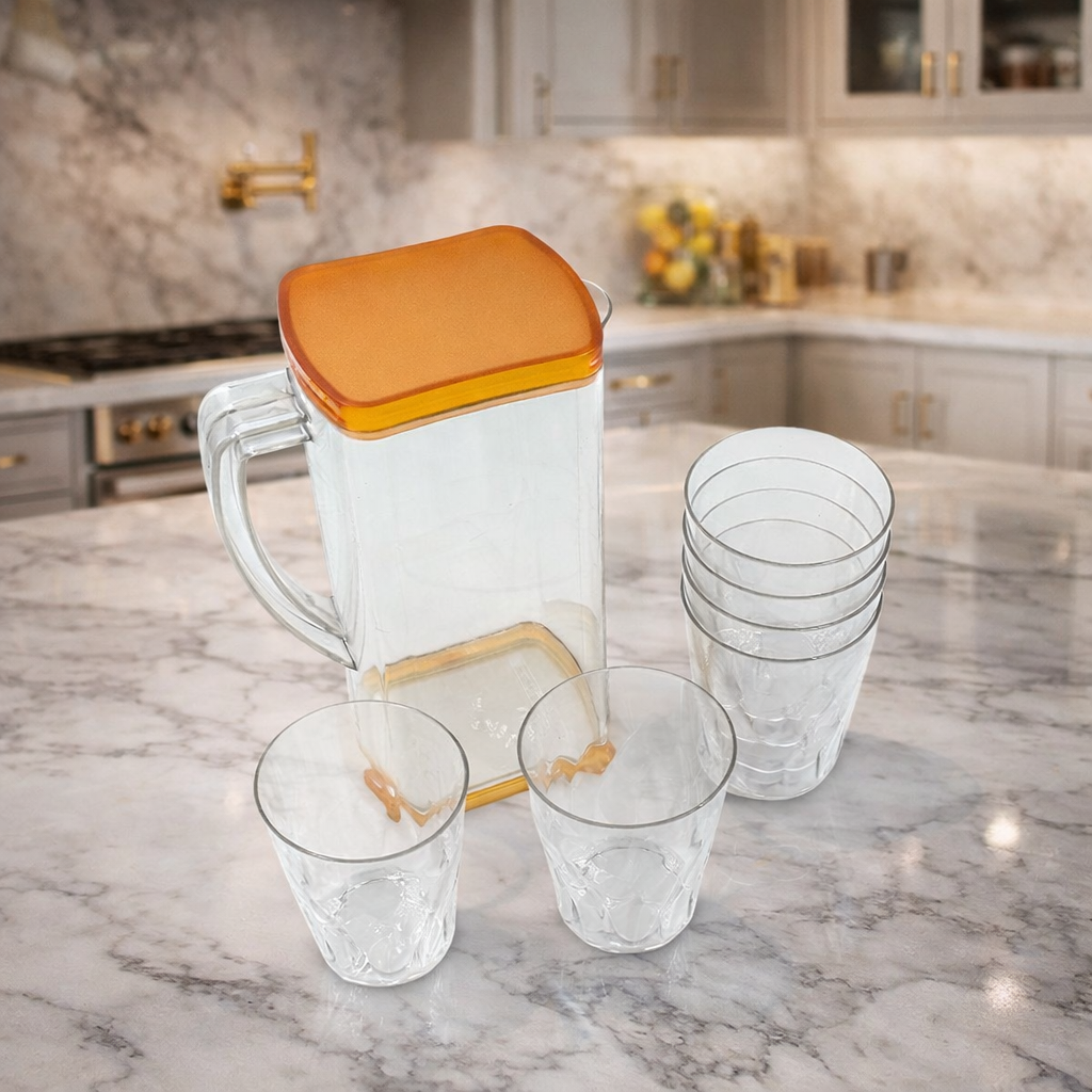 Grosyhub Citrus-Bloom High-Capacity Beverage Pitcher & Tumbler Set