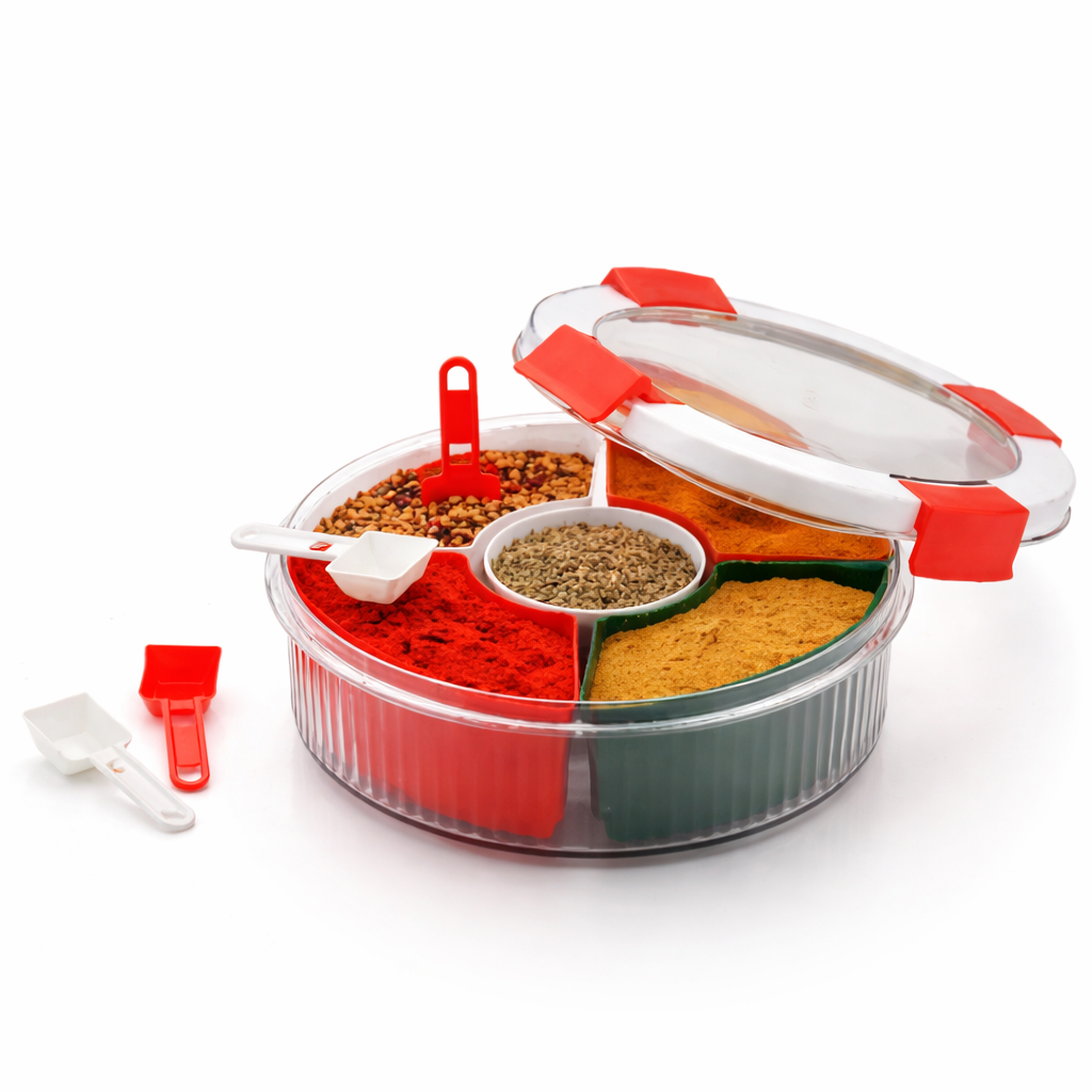 Grosyhub Celebration Series 5-Section Dry Fruit Server with Airtight Lid