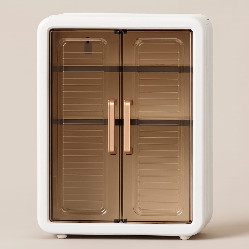 Grosyhub Classy White Double Door Wall Mounted Transparent Storage Box with Hooks