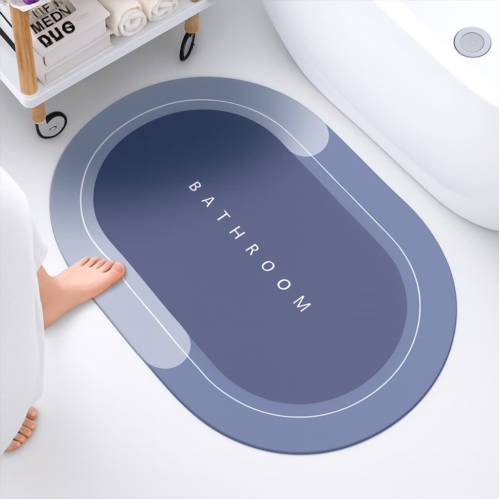 Grosyhub Non-Slip 3.5mm Water Soaking Blue Door Mat With Rubber Backing