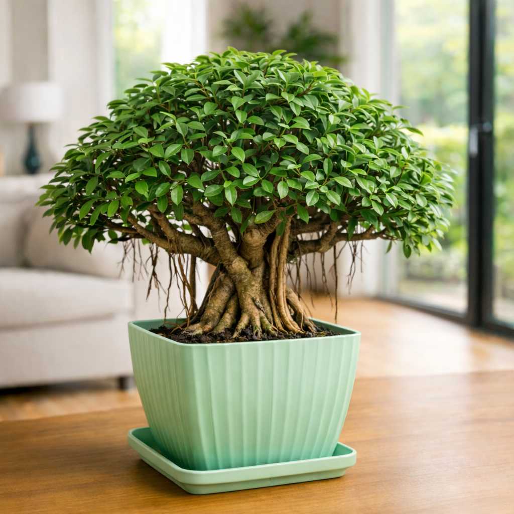 Grosyhub Modern Ribbed Square Planter Pots with Drainage Tray (5 Pcs Set)