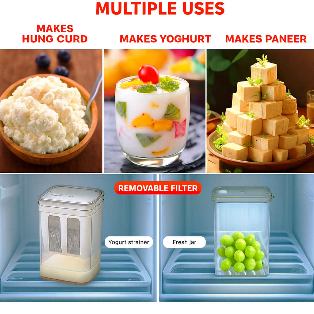 Grosyhub Multifunctional Yogurt Filter with FineYogurt Filter Mesh Strainer (1400 ml)