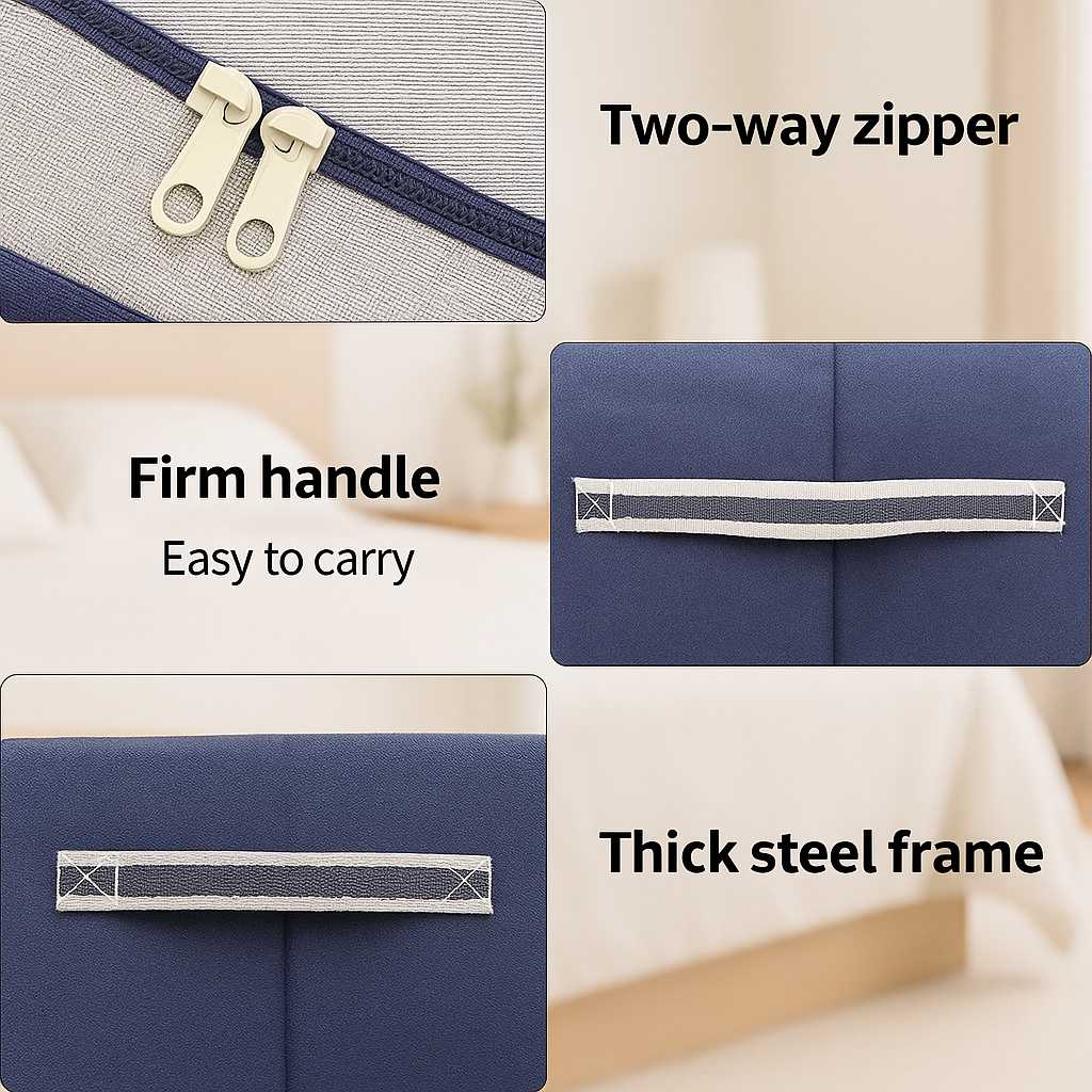 Grosyhub Double-Sided Zipper Living Box - Fabric Storage Boxes For Clothes, Saree Cover Bags - 66 Litre, Pack Of 1, Polka Dot