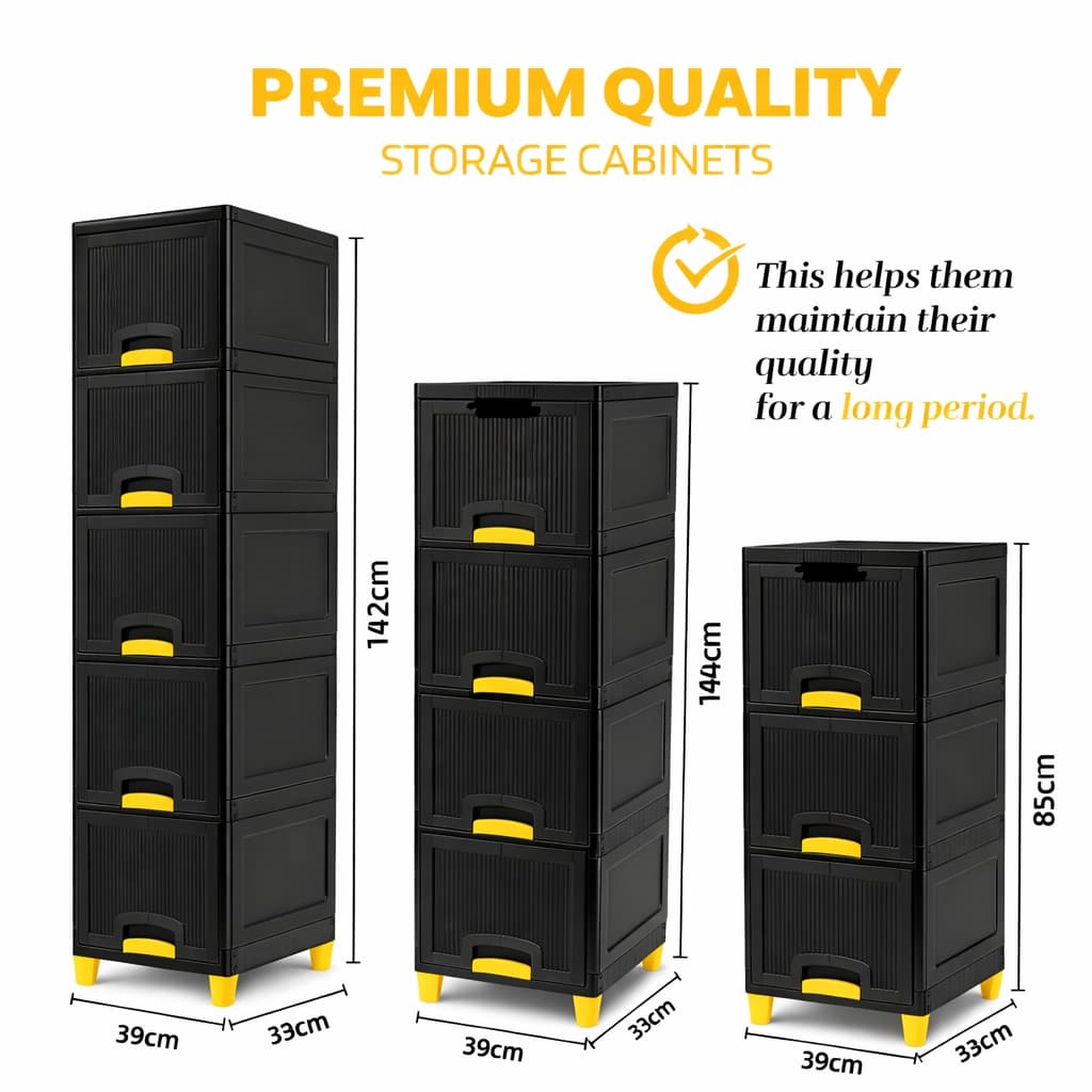 Grosyhub Multi Layer Design Flip Top Modular Storage Cabinet Black (3 Layer)