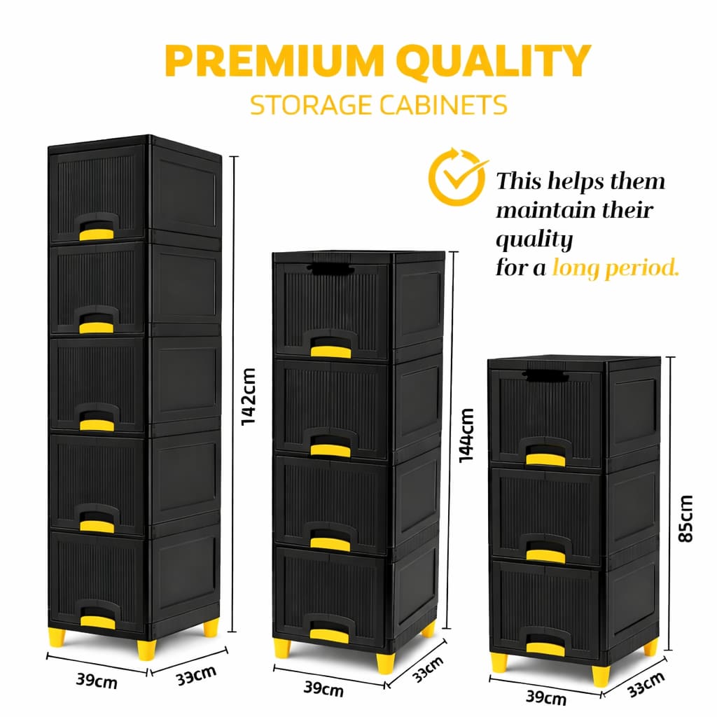 Grosyhub Multi Layer Design Flip Top Modular Storage Cabinet Black (4 Layer)