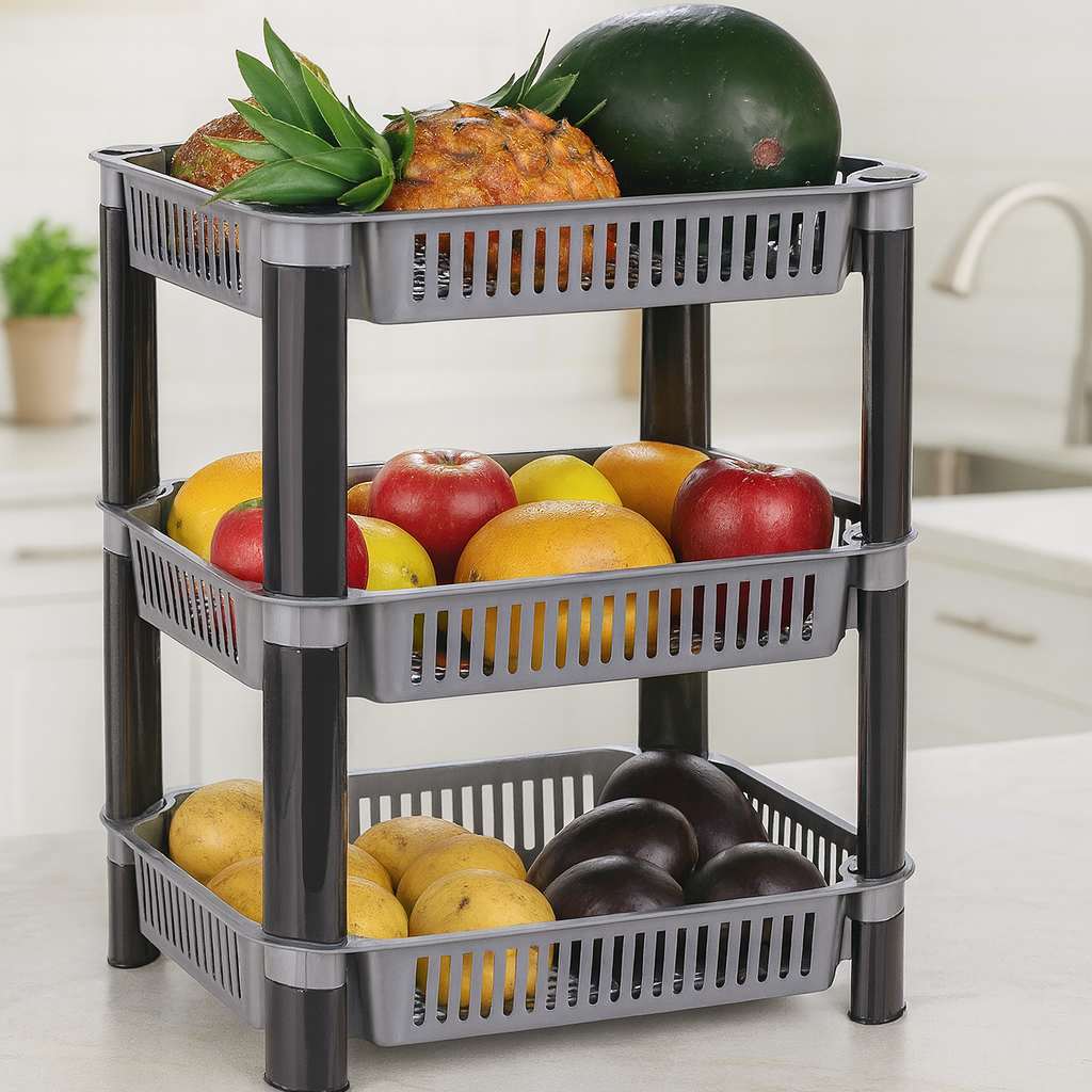 Grosyhub 3 Layer Foldable Storage Cart for Home & Kitchen