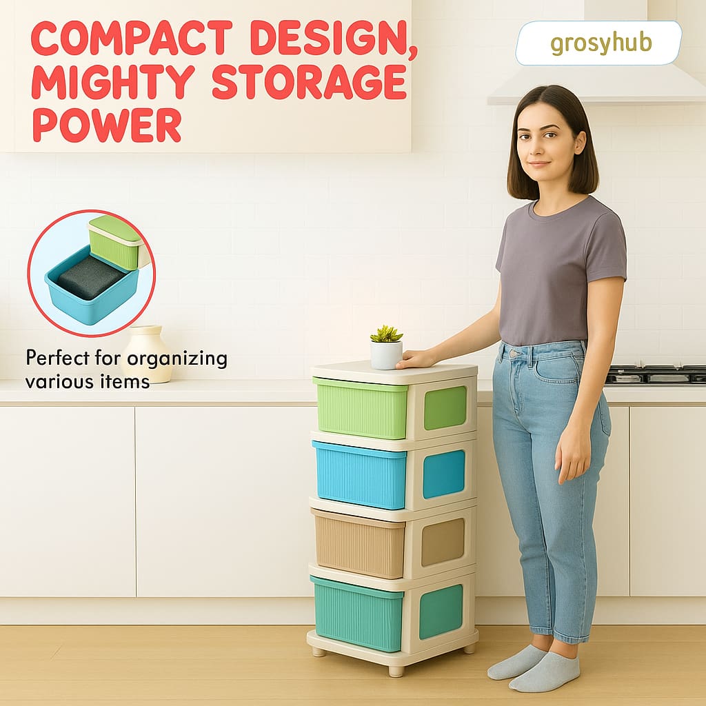 Grosyhub Multipurpose 4-Layer Smart Modular Drawer with Wheels