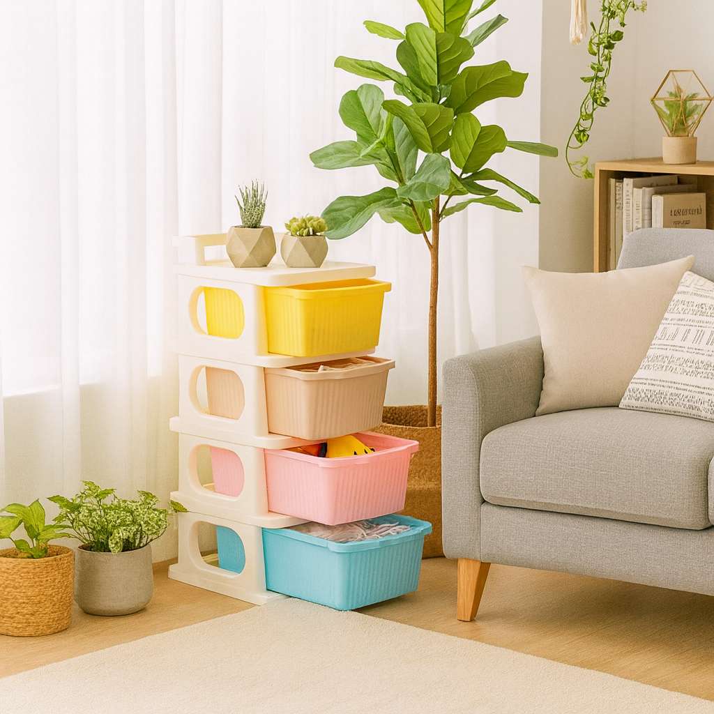 Grosyhub Multipurpose 4-Layer Smart Modular Drawer with Wheels