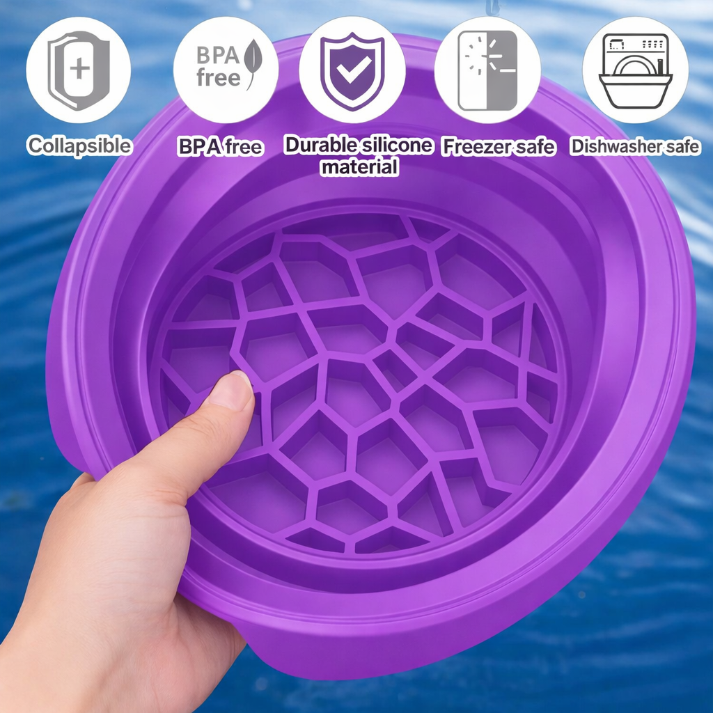 Grosyhub Foldable Purple Ice Face Bowl | Cold Therapy Facial Skincare Bowl