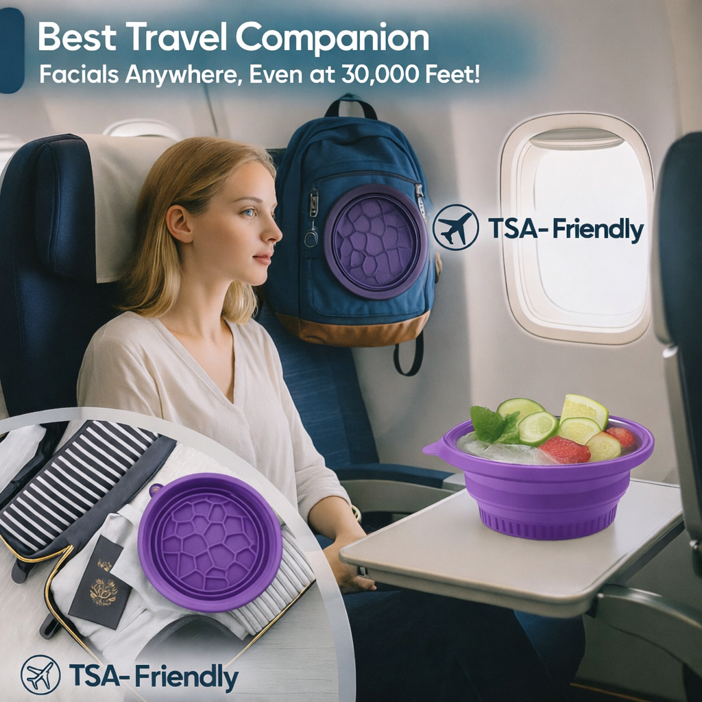 Grosyhub Foldable Purple Ice Face Bowl | Cold Therapy Facial Skincare Bowl